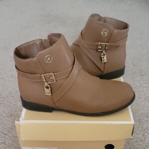 Michael Kors Brown Ankle Boots with Gold Accents